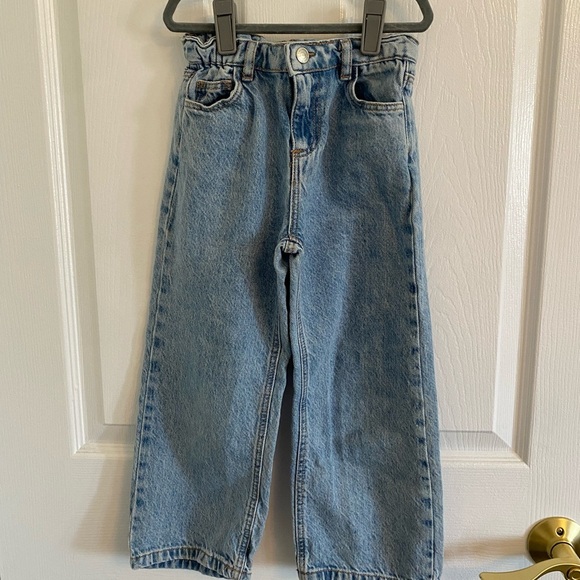 Zara kids heart pocket wide leg Classic Blue Denim Jeans 5-6 years - Picture 1 of 3